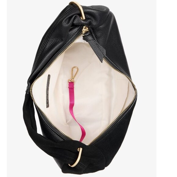 Macy's On 34th Harlowwe suede faux-leather top handle hobo crossbody bag -Black - Picture 10 of 11